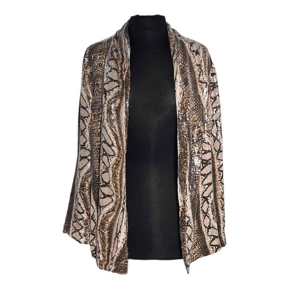 Mango Sequin Animal Print Blazer Jacket NWT Size L